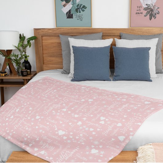 Merveilleuse couverture en polaire rose avec nom e