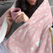 Merveilleuse couverture en polaire rose avec nom e