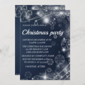 Merveilleux Blue Sparkly Noël Invitation (Devant / Derrière)