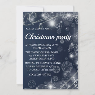 Merveilleux Blue Sparkly Noël Invitation