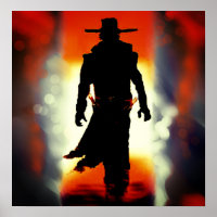 MERVEILLEUX COWBOING GUNSLINGER DANS DESERT POSTER