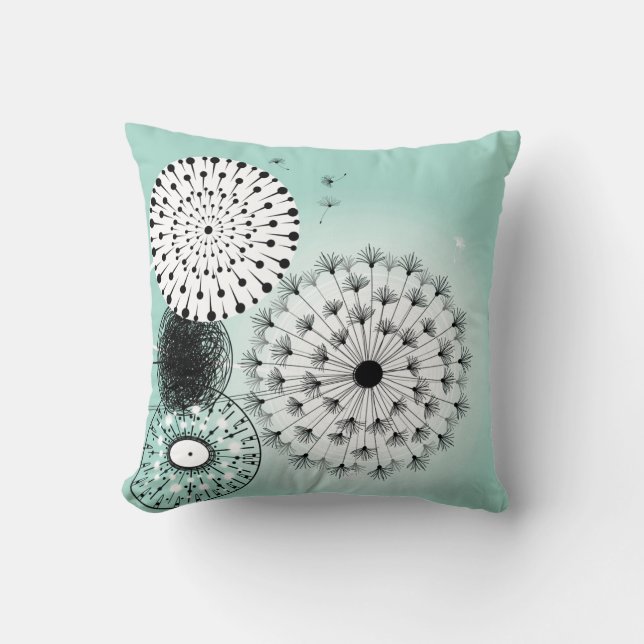 Merveilleux Dandelions Coussin bleu (Recto)