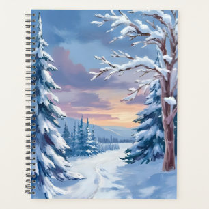 Merveilleux Paysage Hivernal Peinture de Montagn
