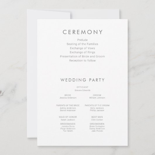 Merveilleux programme de mariage des Fleurs sauvag (Dos)