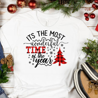 Merveilleux temps de l'année Plaid Tree T-Shirt