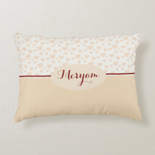 Meryam Monogram Harten Patroon in Perzik en Bourgo Accent Kussen