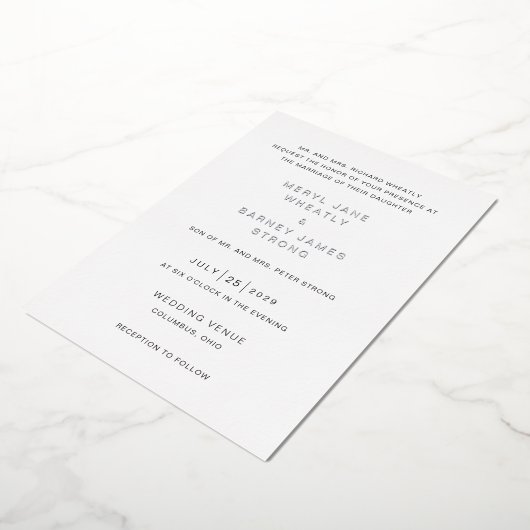 Meryl Elegant Modern Wedding Folie Uitnodiging (Gedraaid)