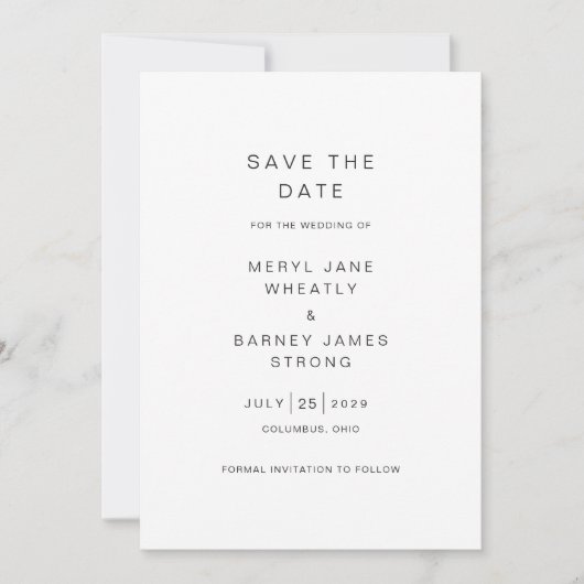 Meryl Elegant Modern Wedding Save The Date (Voorkant)