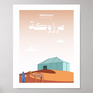 Merzouga Stad Marokko Illustratie Poster