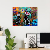 MES CHATS DIA DE LOS MUERTOS POSTERS (Bureau à domicile)