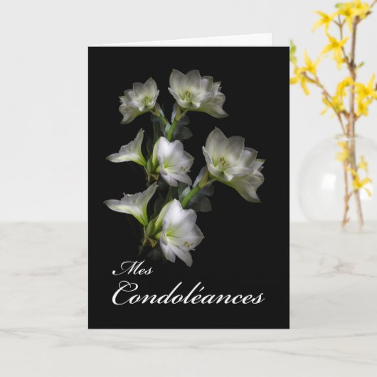 Mes Condoléances, Franse Sympathie, Witte Bloemen Kaart (Gele Bloem)
