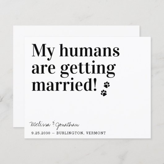 Mes Humains Se Marient Chien Enregistrer Les Carte (Devant / Derrière)