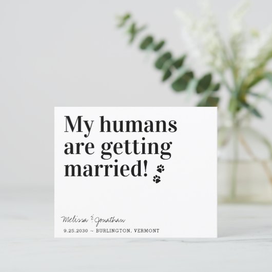 Mes Humains Se Marient Chien Enregistrer Les Carte (Debout devant)