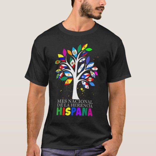 Mes Nacional de La Herencia Hispana vlaggenstaat T-shirt (Voorkant)