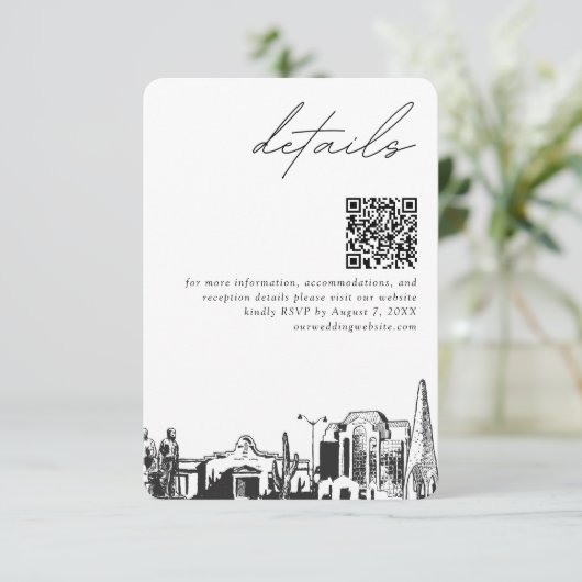 Mesa Arizona bruiloft details QR code klein Informatiekaartje (Staand voorkant)