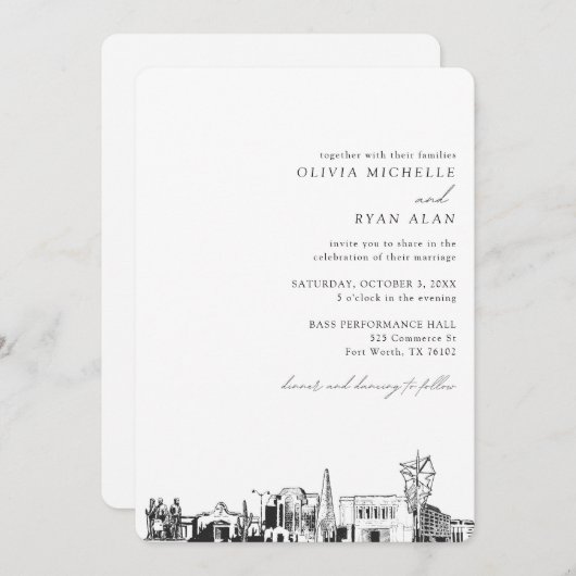 Mesa Arizona Bruiloft Skyline Sketch Uitnodiging (Voorkant / Achterkant)