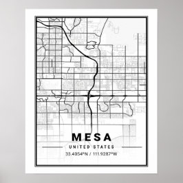 Mesa Arizona USA Travel City Map Poster