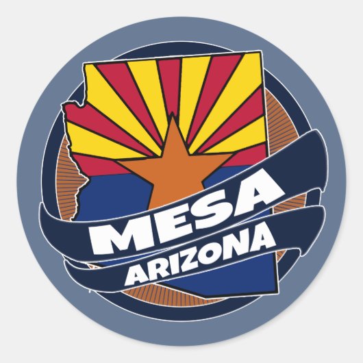 Mesa Arizona vlag barstte rond stickers (Voorkant)