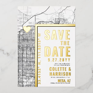 Mesa Love Locator Huwelijk Save the Date Folie Uitnodiging
