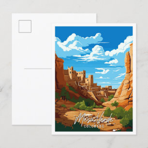 Mesa Verde Colorado vintage reisillustratie Briefkaart