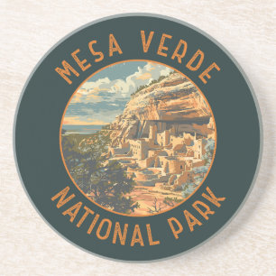 Mesa Verde Nationaal Park Retro Noodcirkel Zandsteen Onderzetter