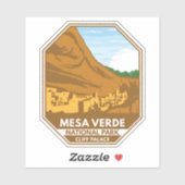 Mesa Verde National Park Cliff Palace Retro Emblem Sticker (Vel)