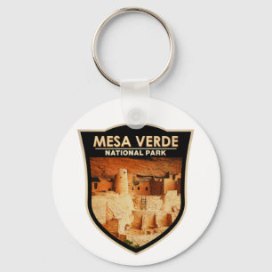 Mesa Verde National Park Colorado Waterverf Badge Sleutelhanger
