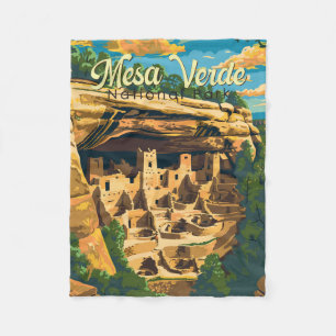 Mesa Verde National Park Illustratie Reiskunst Fleece Deken