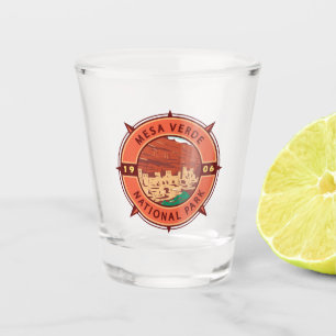 Mesa Verde National Park Retro Compass Embleem Shot Glas