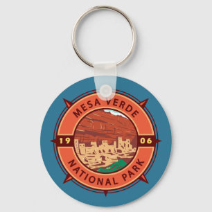 Mesa Verde National Park Retro Compass Embleem Sleutelhanger