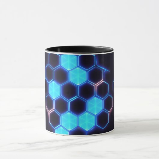 Mesmeriserende Holografische Cyberpunk Hexagon Teg Mok (Midden)