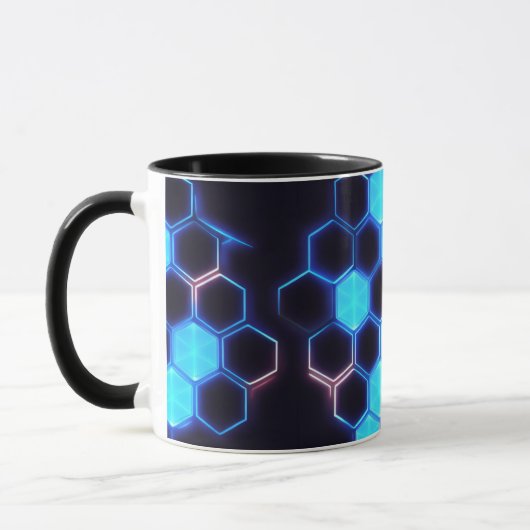 Mesmeriserende Holografische Cyberpunk Hexagon Teg Mok (Links)