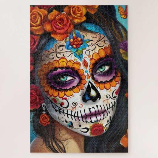 Mesmeriserende suiker schedel make-up kunst legpuzzel (Verticaal)