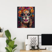 Mesmeriserende Vrouw in Sugar Skull Make-up: Vier Poster (Thuiskantoor)