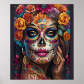 Mesmeriserende Vrouw in Sugar Skull Make-up: Vier Poster (Voorkant)