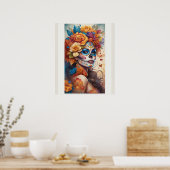 Mesmeriserende vrouw in suiker schedel make-up poster (Keuken)