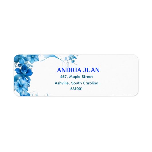 Mesmerizing Blue Floral Return Address Labels (Voorkant)