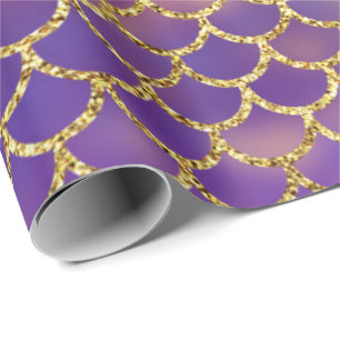 Mesmerizing Mermaid Scales Paars Green Blue Gold Cadeaupapier