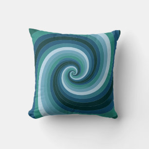 Mesmerizing Spiral in blauw en groen Sierkussen