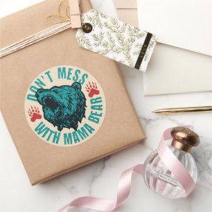 Mess niet met mama Beer Shirt grappig cadeau voor  Ronde Sticker