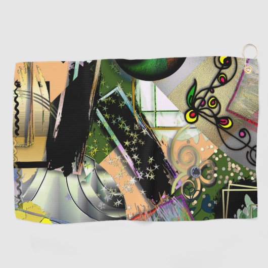 Mess of design objects & symbols with rogh effect golfhanddoek (Horizontaal)