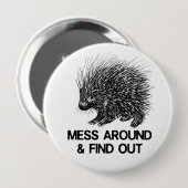 MESS ROND EN VIND PORCUPINE   RONDE BUTTON 4,0 CM (Voorkant /achterkant)