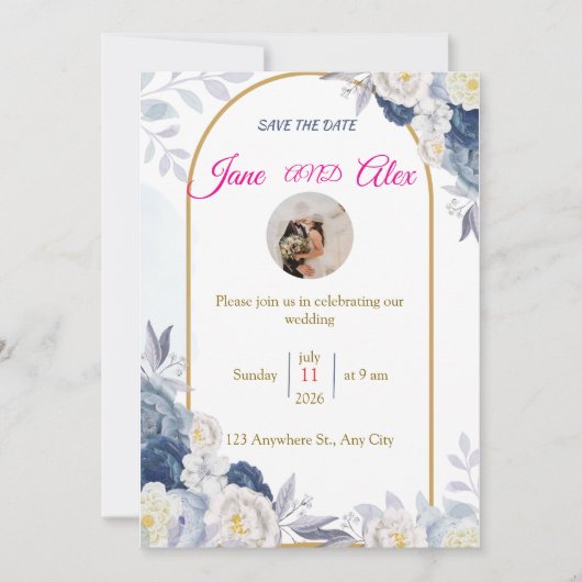 Message au dos d'une invitation de mariage moderne (Devant)