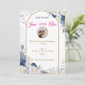Message au dos d'une invitation de mariage moderne (Debout devant)