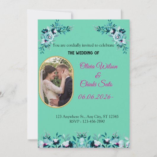 Message au verso d'une invitation de mariage moder (Devant)