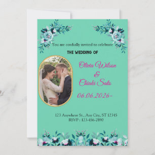 Message au verso d'une invitation de mariage moder