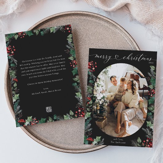 Message Botanique Charbon Joyeux Noël Carte