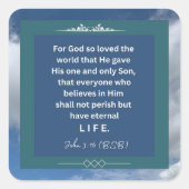 Message d'amour - John 3-16 - Stickers Carrés (Devant)