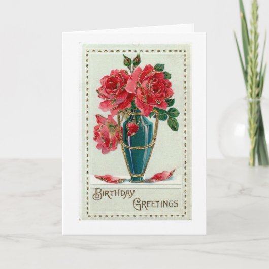Message d'anniversaire Roses Carte de voeux vierge (Devant)