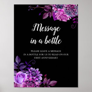 Message dans une bouteille impression Mariage noir